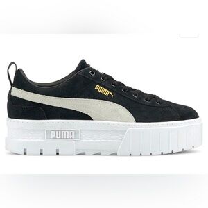 PUMA MAYZE PLATFORM SUEDE Black and White Sneakers Women’s US Size 9